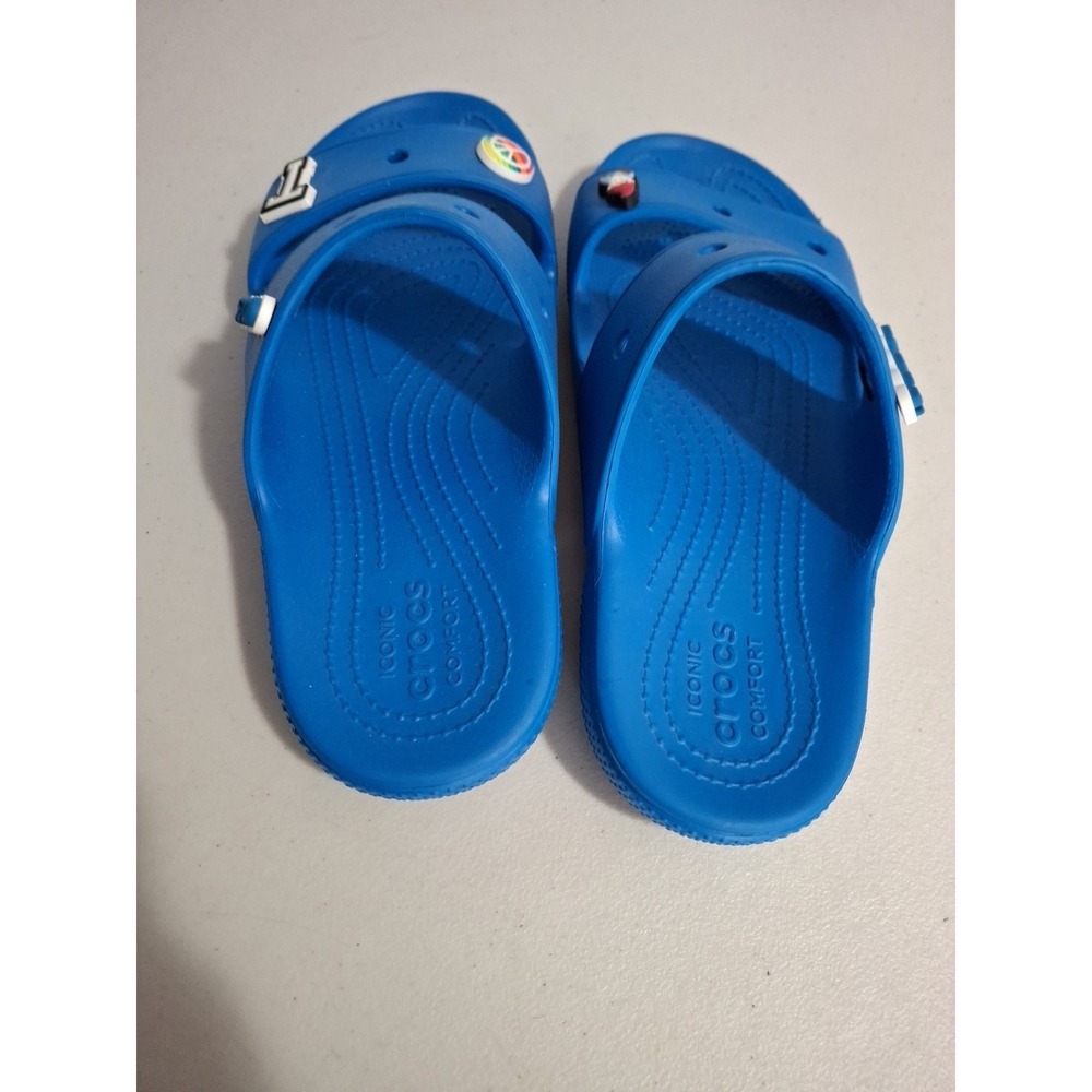 CROCS Classic Unisex Shoes Blue Comfort 2 Strap Slide Sandals Men 6 Women 8 - Picture 4 of 8